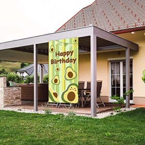 Hello Avocado Mexican Happy Birthday Banner Backdrop Holy Guacamole Theme Decor for 1st Birthday Party Mexican Fiesta Baby Shower Bridal Engagement Decorations Photo Studio Props Background Supplies