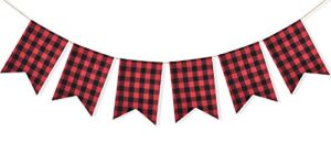 uniwish buffalo plaid banner lumberjack theme baby shower birthday party decorations garland hanging sign for indoor outdoor events