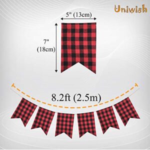 Uniwish Buffalo Plaid Banner Lumberjack Theme Baby Shower Birthday Party Decorations Garland Hanging Sign for Indoor Outdoor Events