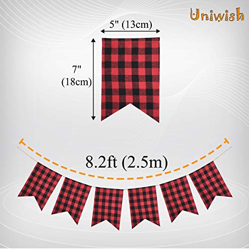 Uniwish Buffalo Plaid Banner Lumberjack Theme Baby Shower Birthday Party Decorations Garland Hanging Sign for Indoor Outdoor Events