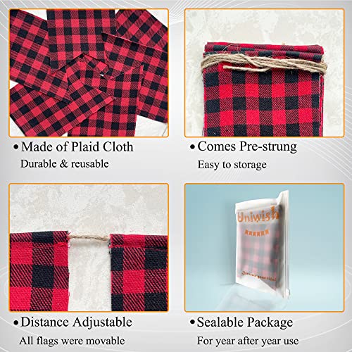 Uniwish Buffalo Plaid Banner Lumberjack Theme Baby Shower Birthday Party Decorations Garland Hanging Sign for Indoor Outdoor Events