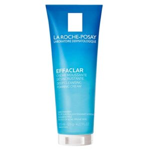 la roche-posay effaclar deep cleansing foaming facial cleanser, cream cleanser for sensitive skin, daily face wash for oily skin and acne prone skin to minimize look of pores