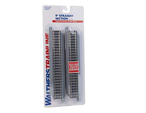 Walthers Trainline HO Scale Model 9" Straight Section - Power-Loc Track(TM) -- pkg(4)