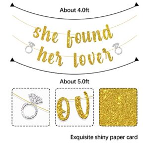 MonMon & Craft She Found Her Lover Banner/Engagement/Bride to Be Banner/Wedding/Bachelorette Party Decorations Supplies/Gold Glitter