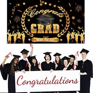 DmHirmg Graduation Backdrop Banner for Graduation Decorations Party Supplies, Graduation Background for Graduation Decor,Graduation Banner for Photo Backdrop Graduation Decoration(Black)