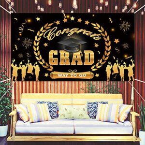 DmHirmg Graduation Backdrop Banner for Graduation Decorations Party Supplies, Graduation Background for Graduation Decor,Graduation Banner for Photo Backdrop Graduation Decoration(Black)