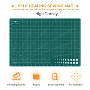 HTVRONT Self Healing Cutting Mat, 12" x 18" Double Sided Craft Mat, Non-Slip & Rotary Cutting Mat for Sewing, Scrapbooking, Quilting, Scrapbooking, Arts, Crafts Project（A3）