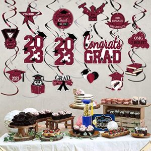 Tifeson Graduation Decorations 2023 Maroon - 36 PCS Graduation Party Supplies, Congrats Grad Hanging Swirls Decorations, High School College Graduation Party Decorations Class of 2023 Decor