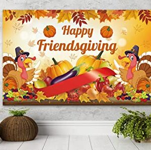 friendsgiving Party decorations,Large Happy friendsgiving Banner Backdrop，Thanksgiving Banner，Rustic Thanksgiving Decorations，Fall Decorations Banner，Thanksgiving Decorations