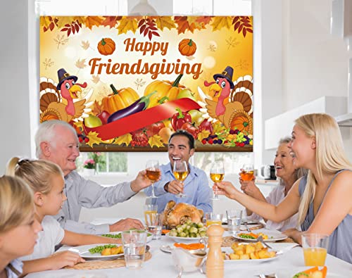 friendsgiving Party decorations,Large Happy friendsgiving Banner Backdrop，Thanksgiving Banner，Rustic Thanksgiving Decorations，Fall Decorations Banner，Thanksgiving Decorations