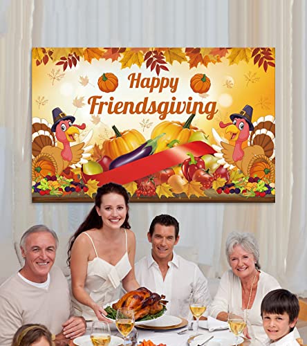 friendsgiving Party decorations,Large Happy friendsgiving Banner Backdrop，Thanksgiving Banner，Rustic Thanksgiving Decorations，Fall Decorations Banner，Thanksgiving Decorations