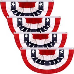 4 pieces usa pleated fan flag american bunting flags patriotic united states half fan banner with grommets for 4th of july decorations (1.5 x 3 feet)