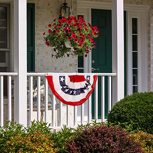 4 Pieces USA Pleated Fan Flag American Bunting Flags Patriotic United States Half Fan Banner with Grommets for 4th of July Decorations (1.5 x 3 Feet)