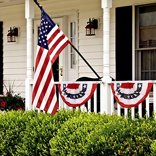 4 Pieces USA Pleated Fan Flag American Bunting Flags Patriotic United States Half Fan Banner with Grommets for 4th of July Decorations (1.5 x 3 Feet)