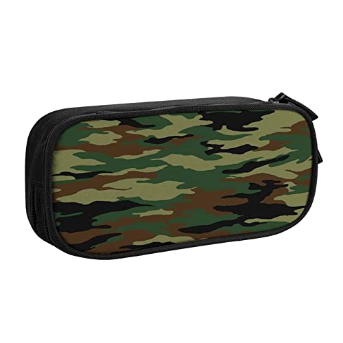 jarenap 2022 Camouflage, Large Pencil Case Big Capacity,Vector Illustration Military,Pencil Bag Large Storage Pouch 2 Compartments Desk Organizer,green brown,Black