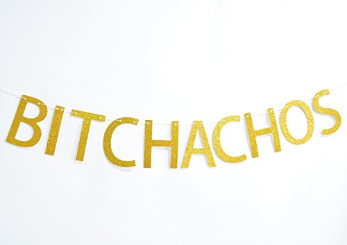 Qttier Adios Bitchachos Gold Glitter Banner for Going Away, Fiesta, Taco Party Decorations