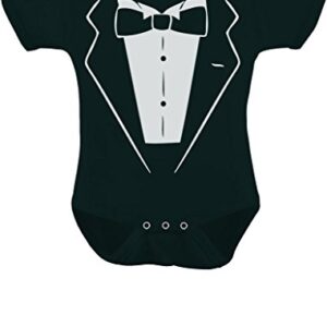 Tuxedo Baby Bodysuit with Bowtie Newborn Boy Printed Tux Suit and Tie Outfits 12M (6-12M) Black