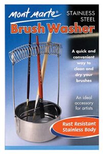 mont marte brush washer. stainless steel paint brush cleaner and dryer. suitable for acrylic and oil painting.