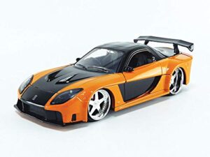 fast & furious 1:24 han’s mazda rx-7 die-cast car, toys for kids and adults