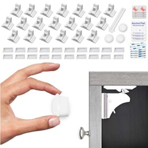 eco-baby cabinet locks for babies – 20-pack magnetic baby proof safety latches﻿, 3 keys – magnetic child proof cupboard drawers, doors – easy installation no drilling or tools required