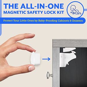 Eco-Baby Cabinet Locks for Babies - 20-Pack Magnetic Baby Proof Safety Latches﻿, 3 Keys - Magnetic Child Proof Cupboard Drawers, Doors - Easy Installation No Drilling or Tools Required