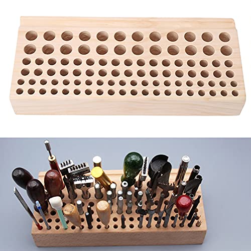 98 Holes Leather DIY Craft Wood Tool Rack Wooden Stamps Stand Holder Organizer