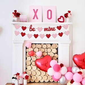 Valentine's Day Banner, Glittery Heart Be Mine Valentines Day Banner Use for Valentine's Day Anniversary Wedding Engagement Party Home Decorations