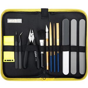 iqians 17 pcs gundam model tool kit hobby building tools craft set gunpla basic model tool kit in canvas bag for plastic model kits, car airplane models, miniatures, model building repairing & fixing