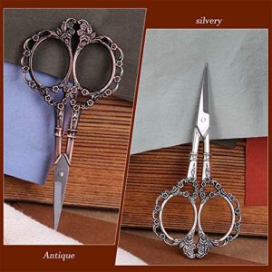 BUTUZE Embroidery Scissors , Pack of 2 Vintage European Style Stainless Steel Plum Blossom Flower Pattern Scissors Needlework Small Sharp Sewing Scissors for Embroidery, Sewing, Craft, Art Work