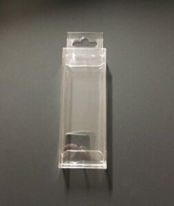 25 clear plastic pet hang box for fishing lures, arts, crafts, and retail size 1.5″x1″x4″