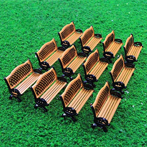 Evemodel ZY35087OB 12pcs Model Train Platform Park Street Seat Bench Chairs Settee 1:87 HO Scale