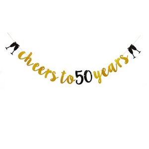 cheers to 50 years fun gold banner sign for 50th birthday / anniversary party bunting supplies decorations garlands