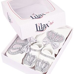 Lilax Baby Boy Jewels Crown Layette 4 Piece Gift Set 3-6 Months Gray