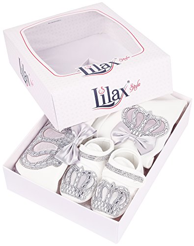 Lilax Baby Boy Jewels Crown Layette 4 Piece Gift Set 3-6 Months Gray