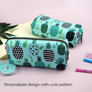 LParkin Pineapple Large Capacity Canvas Pencil Case Pen Bag Pouch Stationary Case Makeup Cosmetic Bag Gadget Box