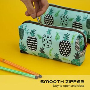 LParkin Pineapple Large Capacity Canvas Pencil Case Pen Bag Pouch Stationary Case Makeup Cosmetic Bag Gadget Box