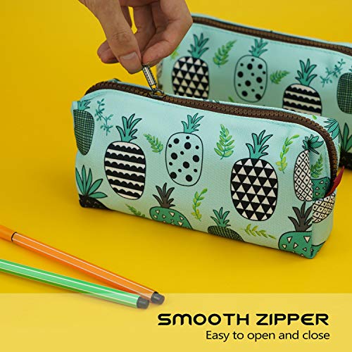 LParkin Pineapple Large Capacity Canvas Pencil Case Pen Bag Pouch Stationary Case Makeup Cosmetic Bag Gadget Box