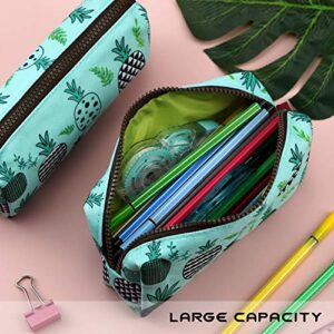 LParkin Pineapple Large Capacity Canvas Pencil Case Pen Bag Pouch Stationary Case Makeup Cosmetic Bag Gadget Box