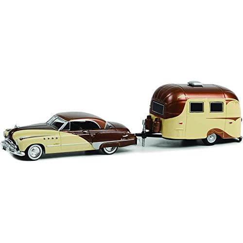 Greenlight 32260-A Hitch & Tow Series 26 - 1949 Buick Roadmaster Hardtop with Airstream 16’ Bambi 1:64 Scale Diecast