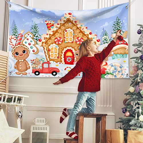 Gingerbread Christmas Decorations Christmas Ginger Bread Backdrop Porch Sign Outdoor Door Banner Holiday Home Office Fireplace Christmas New Year Party Decorations