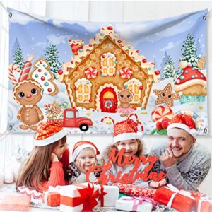 Gingerbread Christmas Decorations Christmas Ginger Bread Backdrop Porch Sign Outdoor Door Banner Holiday Home Office Fireplace Christmas New Year Party Decorations