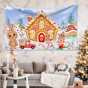 Gingerbread Christmas Decorations Christmas Ginger Bread Backdrop Porch Sign Outdoor Door Banner Holiday Home Office Fireplace Christmas New Year Party Decorations