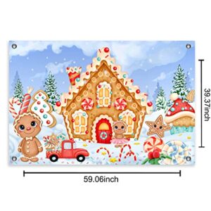 Gingerbread Christmas Decorations Christmas Ginger Bread Backdrop Porch Sign Outdoor Door Banner Holiday Home Office Fireplace Christmas New Year Party Decorations