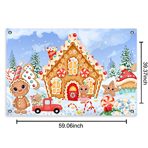 Gingerbread Christmas Decorations Christmas Ginger Bread Backdrop Porch Sign Outdoor Door Banner Holiday Home Office Fireplace Christmas New Year Party Decorations