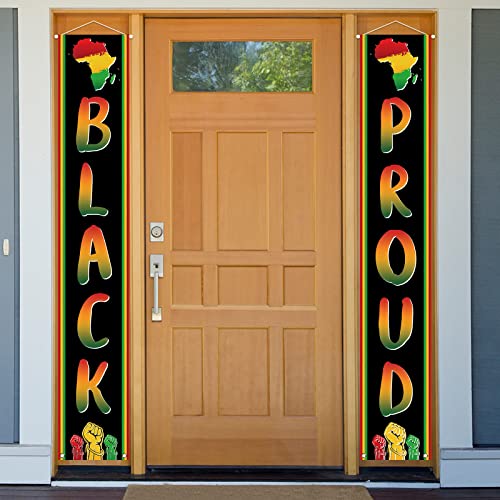 Black History Month Decoration Outdoor Black Proud Porch Sign Banner African American Juneteenth Kwanzaa Decoration and Supplies for Home Party