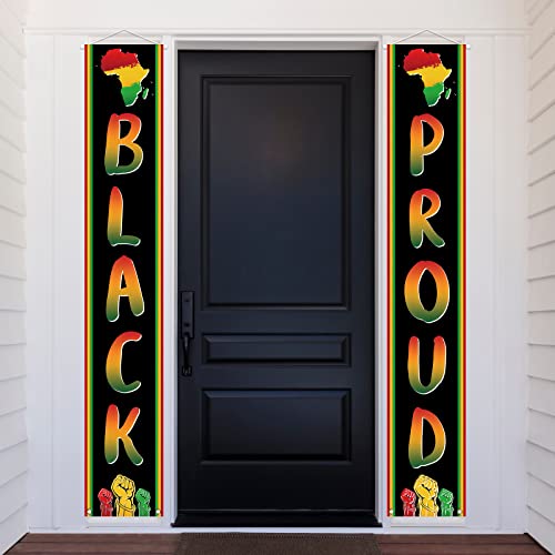 Black History Month Decoration Outdoor Black Proud Porch Sign Banner African American Juneteenth Kwanzaa Decoration and Supplies for Home Party