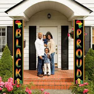 Black History Month Decoration Outdoor Black Proud Porch Sign Banner African American Juneteenth Kwanzaa Decoration and Supplies for Home Party