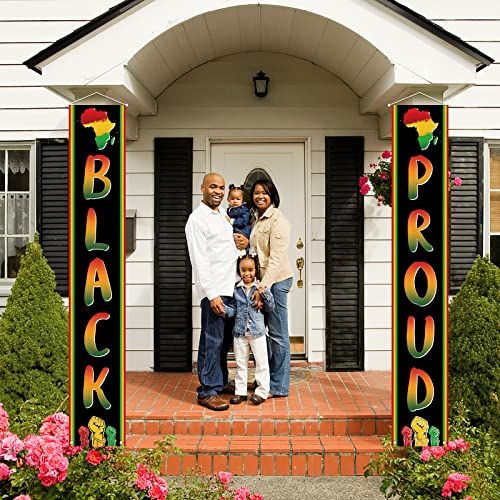 Black History Month Decoration Outdoor Black Proud Porch Sign Banner African American Juneteenth Kwanzaa Decoration and Supplies for Home Party