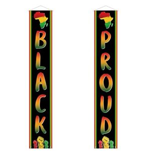 Black History Month Decoration Outdoor Black Proud Porch Sign Banner African American Juneteenth Kwanzaa Decoration and Supplies for Home Party