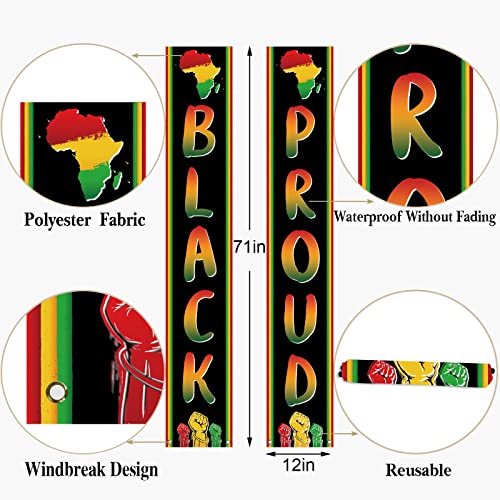 Black History Month Decoration Outdoor Black Proud Porch Sign Banner African American Juneteenth Kwanzaa Decoration and Supplies for Home Party